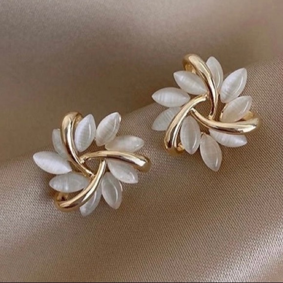 Opal Petal Stud Earrings - Picture 1 of 2